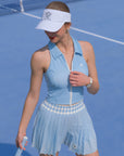 Classic Pleated Tennis Skirt - Blue Argyle Waist