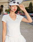 La Rose Club V-Neck Performance Tee - White