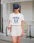 Campus Tee  - White & Navy