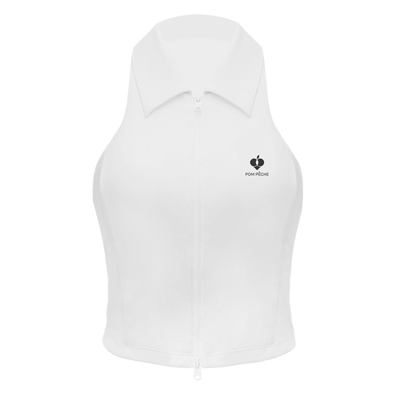Tennis Zip Tank Top - White