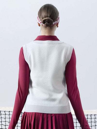 HELOISE Wool Sweater Vest - Heart Red