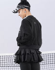 Black fleece zip-up jacket with a soft texture and subtle logo detail, offering a polished yet cozy look.