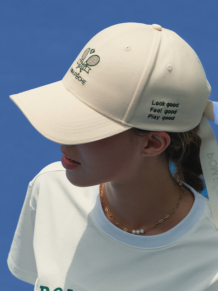 ANN Off-White Hardtop Bow Tennis Cap
