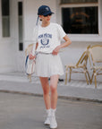 Campus Tee  - White & Navy
