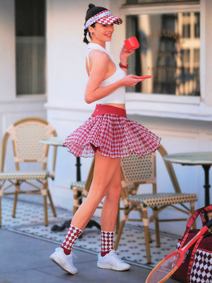 Spin™ Diamond Mesh Skirt - Red
