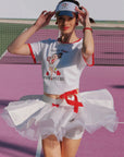 Betty Boop Bow Pleated Tennis Skirt - white