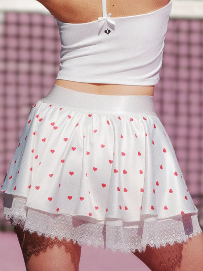 Betty Boop Spin™ Heart Dot Lace Skirt – White/Red