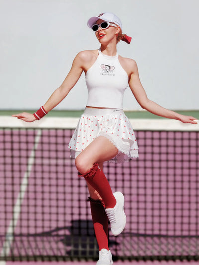 Betty Boop Spin™ Heart Dot Lace Skirt – White/Red