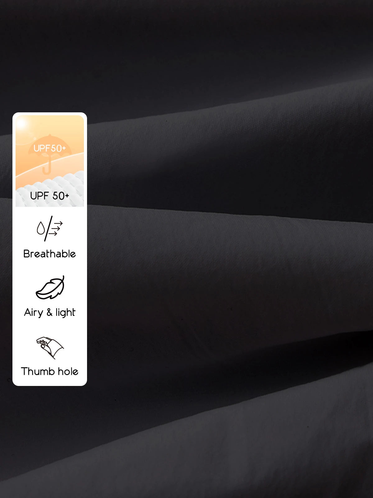 Black Cropped UV Tennis Jacket, cool touch fabric and UV protection label close-up