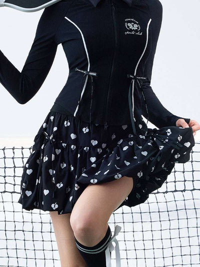 BEULAH Blossom A-Line Skirt - Chanson Black