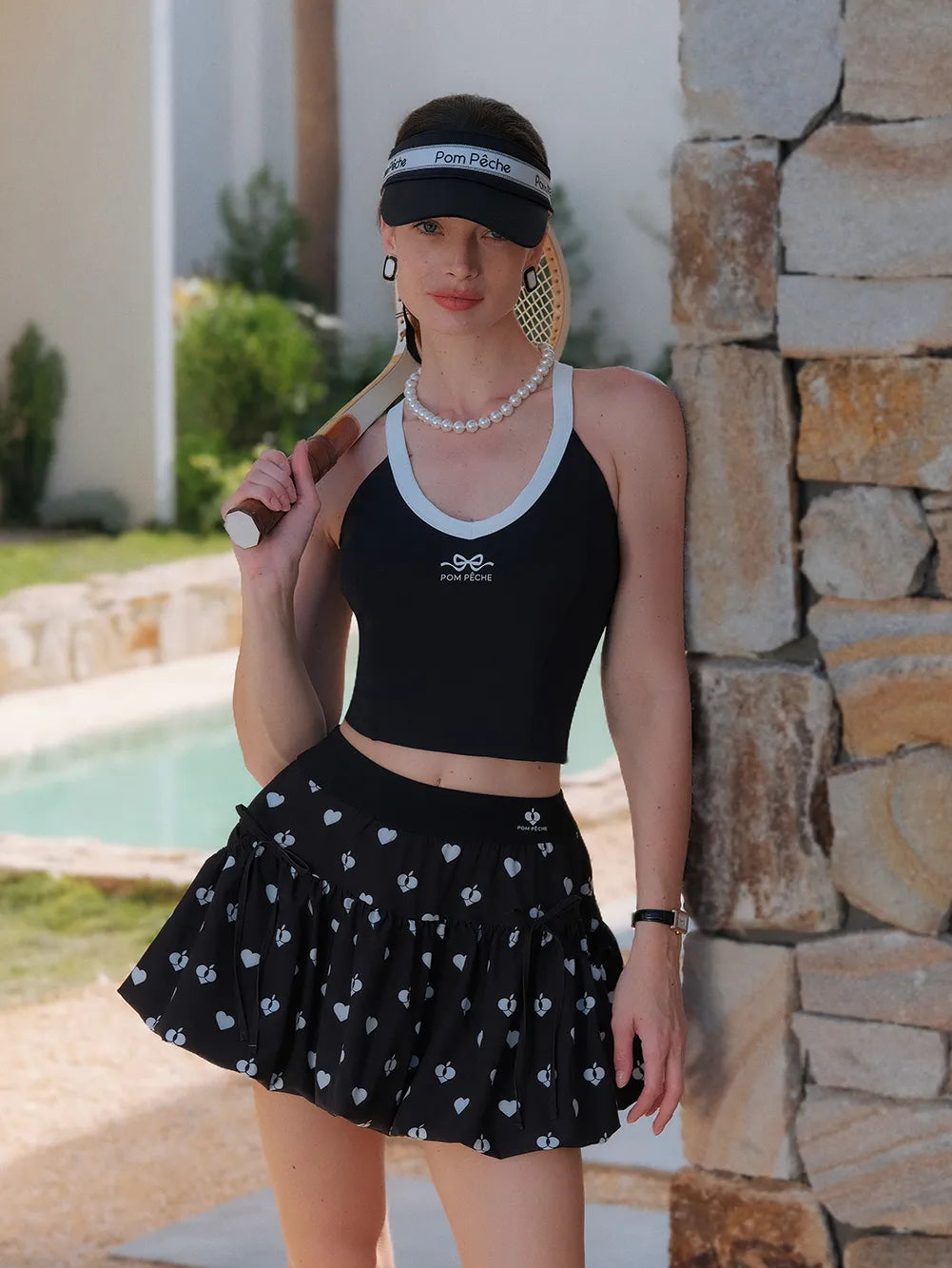 Criss Cross Back Tennis Crop Tank - Black