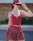 Bubble A-Line Tennis Skirt - Wine Red