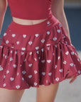 Bubble A-Line Tennis Skirt - Wine Red