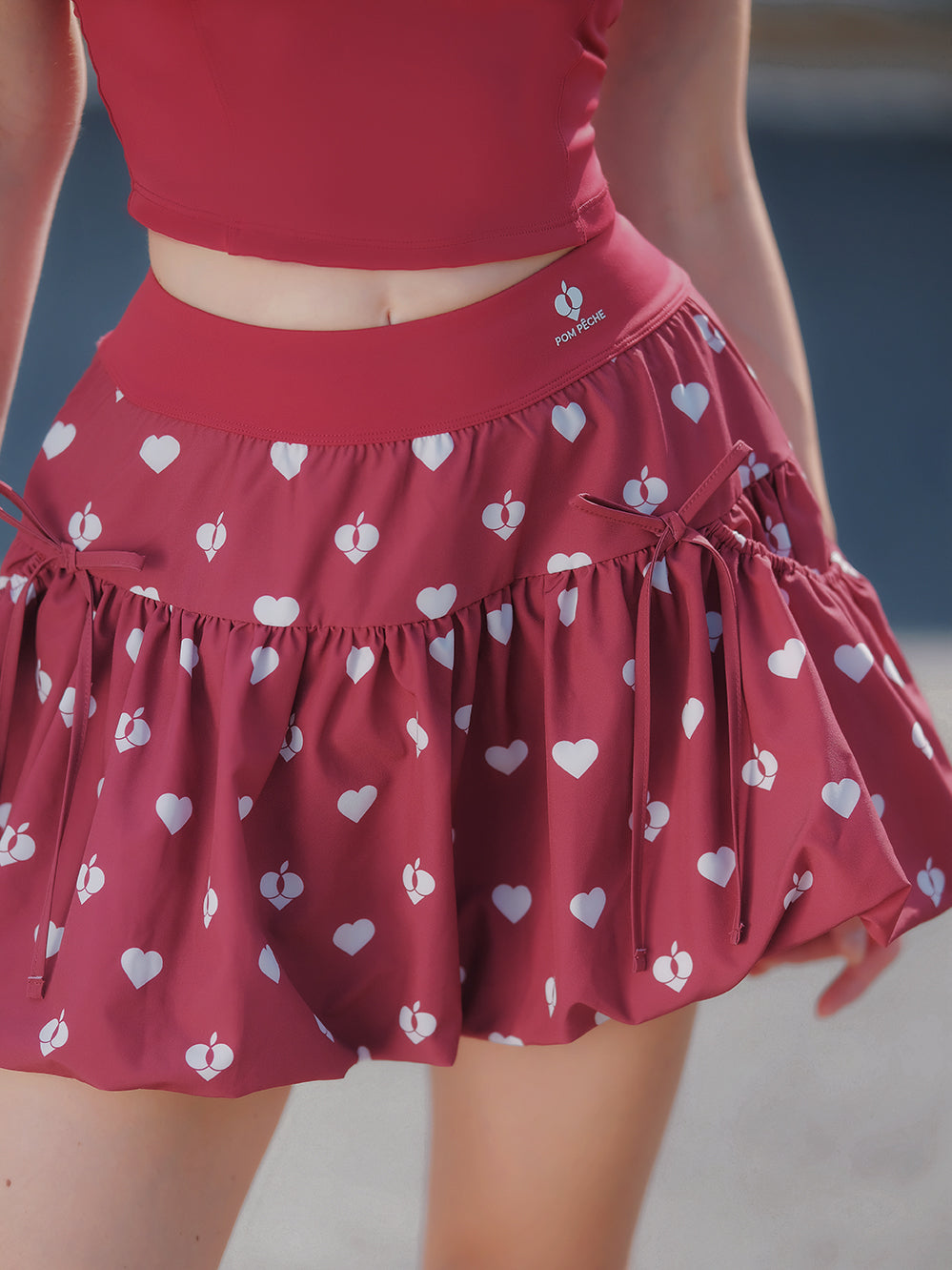 Bubble A-Line Tennis Skirt - Wine Red