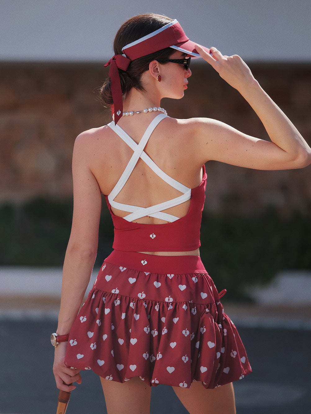 Bubble A-Line Tennis Skirt - Wine Red