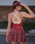 Bubble A-Line Tennis Skirt - Wine Red