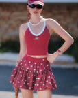 Bubble A-Line Tennis Skirt - Wine Red