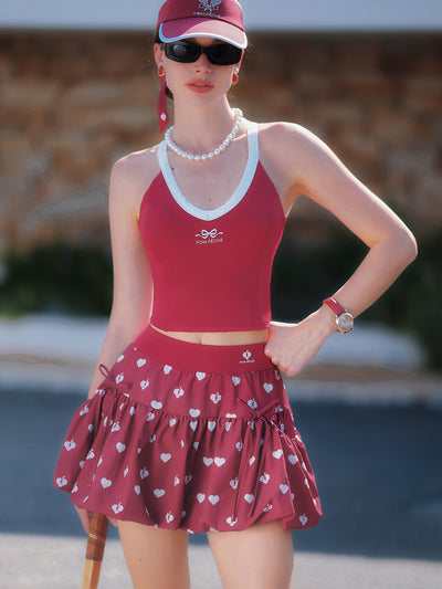 Bubble A-Line Tennis Skirt - Wine Red