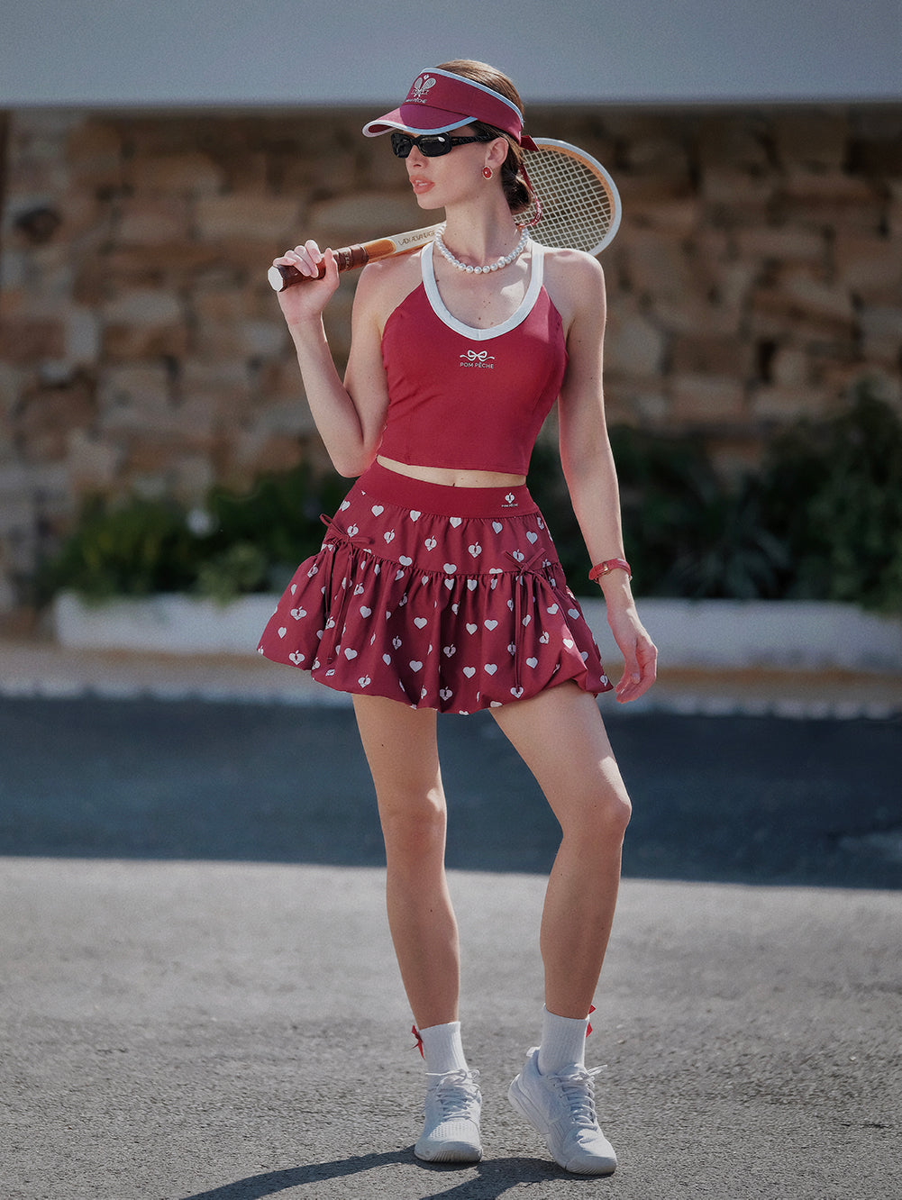 Bubble A-Line Tennis Skirt - Wine Red