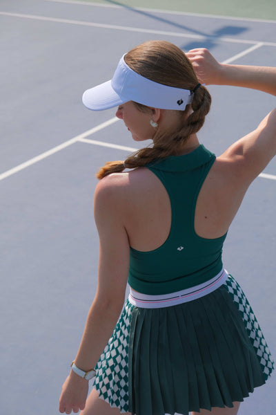 CELESY Zip Front Sleeveless Top - Ivy Green