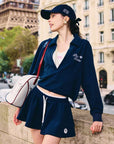 VERONICA Chic Tennis Sweatshirt - Navy Blue