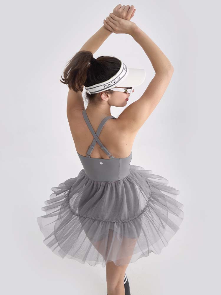 Clair Gray Ballet-core Tennis Mesh Dress