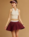 Classic Pleated Tennis Skirt - Wine Red