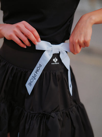 Contrast Trim Tennis Tee - Black