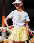 Contrast Trim Tennis Tee - White & Yellow