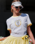 Contrast Trim Tennis Tee - White & Yellow