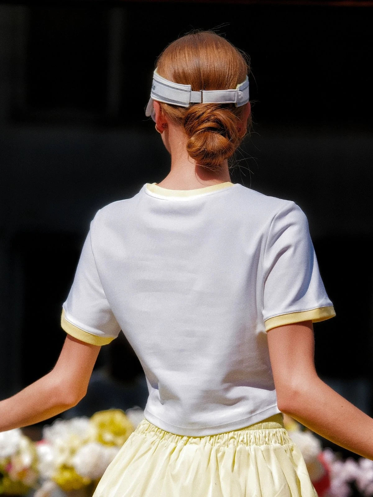 Contrast Trim Tennis Tee - White & Yellow