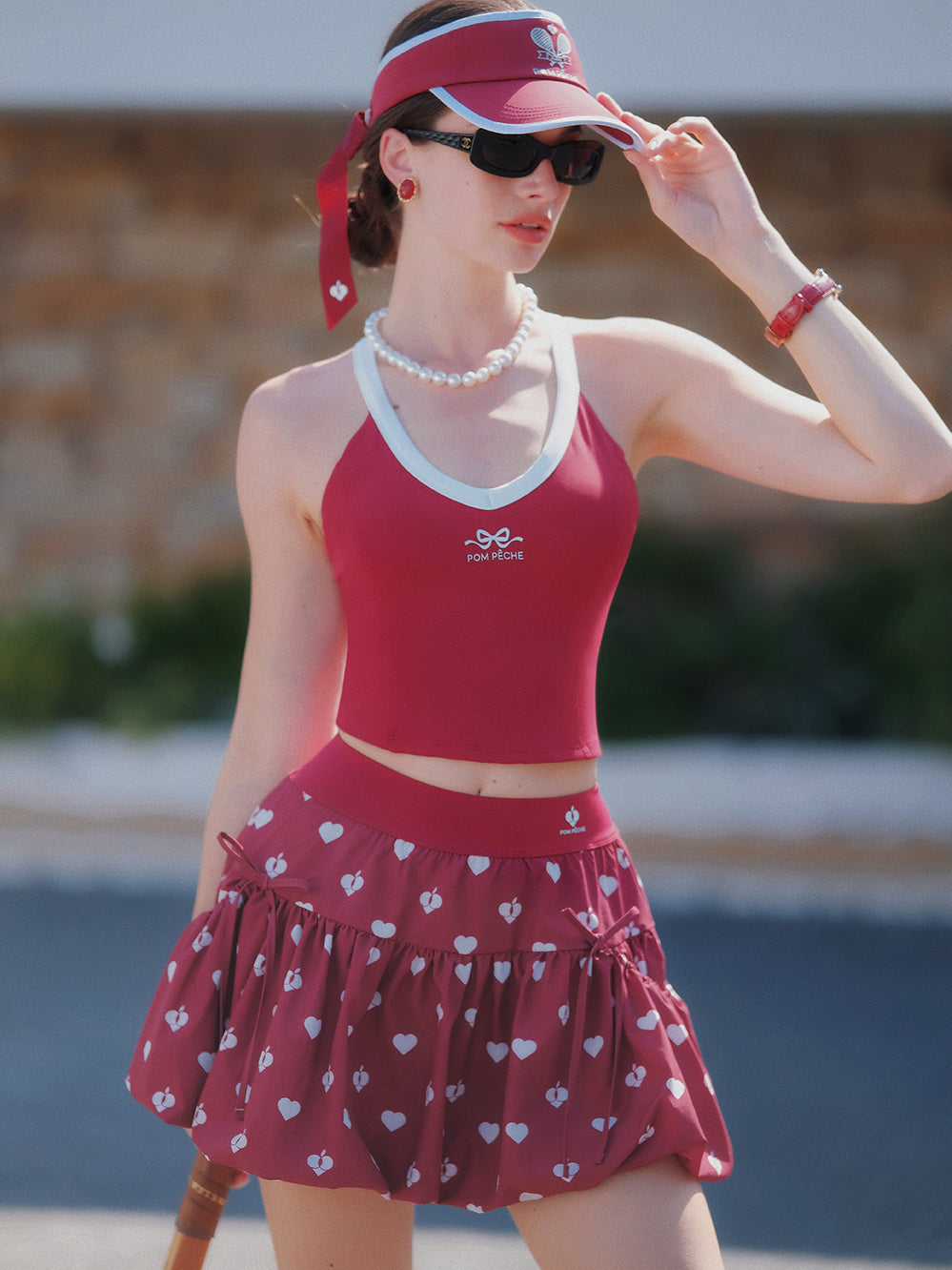 Criss cross Back Tennis Crop Tank - Red