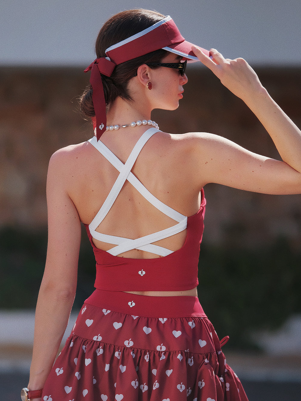 Criss cross Back Tennis Crop Tank - Red