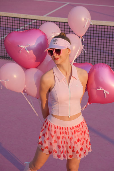 Rosaline Pink Zip Front Sleeveless Top