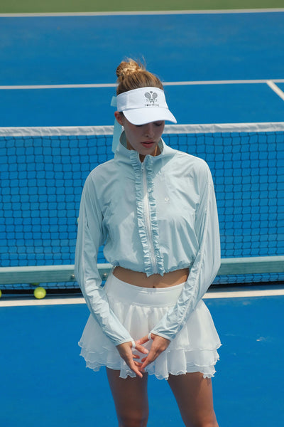 GLORIA Ruffled Trim UV Jacket - Sky Blue