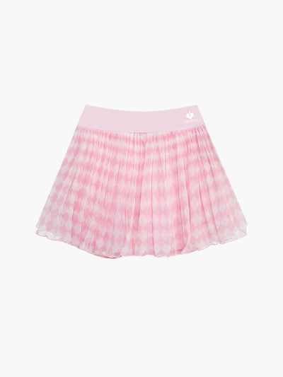 DIA Mesh Pink and White Checkered Print Tennis Skirt