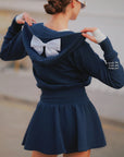 Flowy A-Line Tennis Skirt - Navy blue
