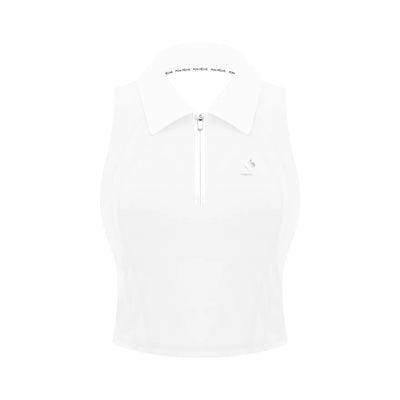 Half-Zip Polo Tennis Tank - White