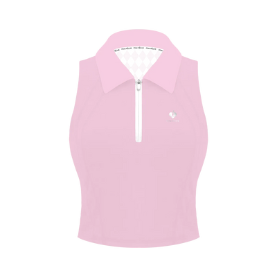 Half-Zip Polo Tennis Tank - Pink