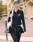 Half-Zip Tennis Collar Top – Black