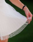 Heart-Dot Pleated Mesh Tennis Skirt - White