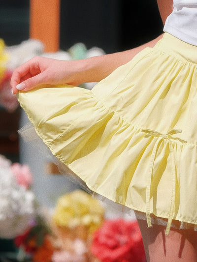 Layered Ruffle Tennis Skirt - Yellow