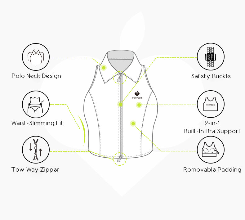 Bright yellow zip-front tennis tank with a collar and subtle logo, offering a chic look for on-court wear.