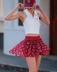 Spin™ Heart Dot Mesh Skirt - Red