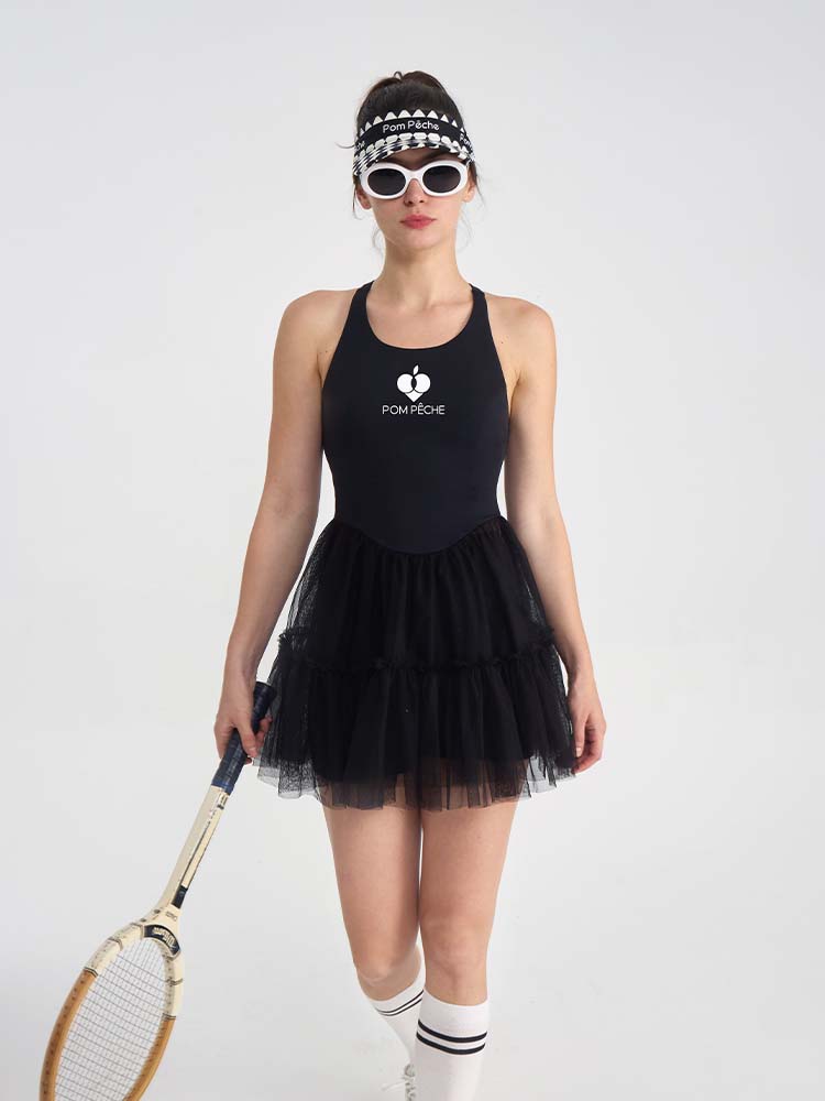 Mona Black Ballet-core Tennis Mesh Dress