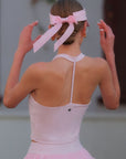 Pink Bow Halter Tennis Top