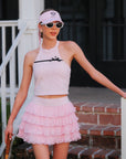 Pink Bow Halter Tennis Top