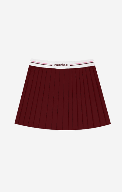 Wine Red Classic Pleated Tennis Skirt