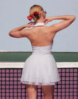 Spin™ Rose Mesh Halter Dress - Tennis White
