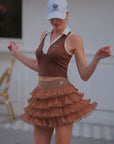 Ruffle Cake Skirt - Coffee Brown